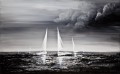 bateau à voile noir et blanc